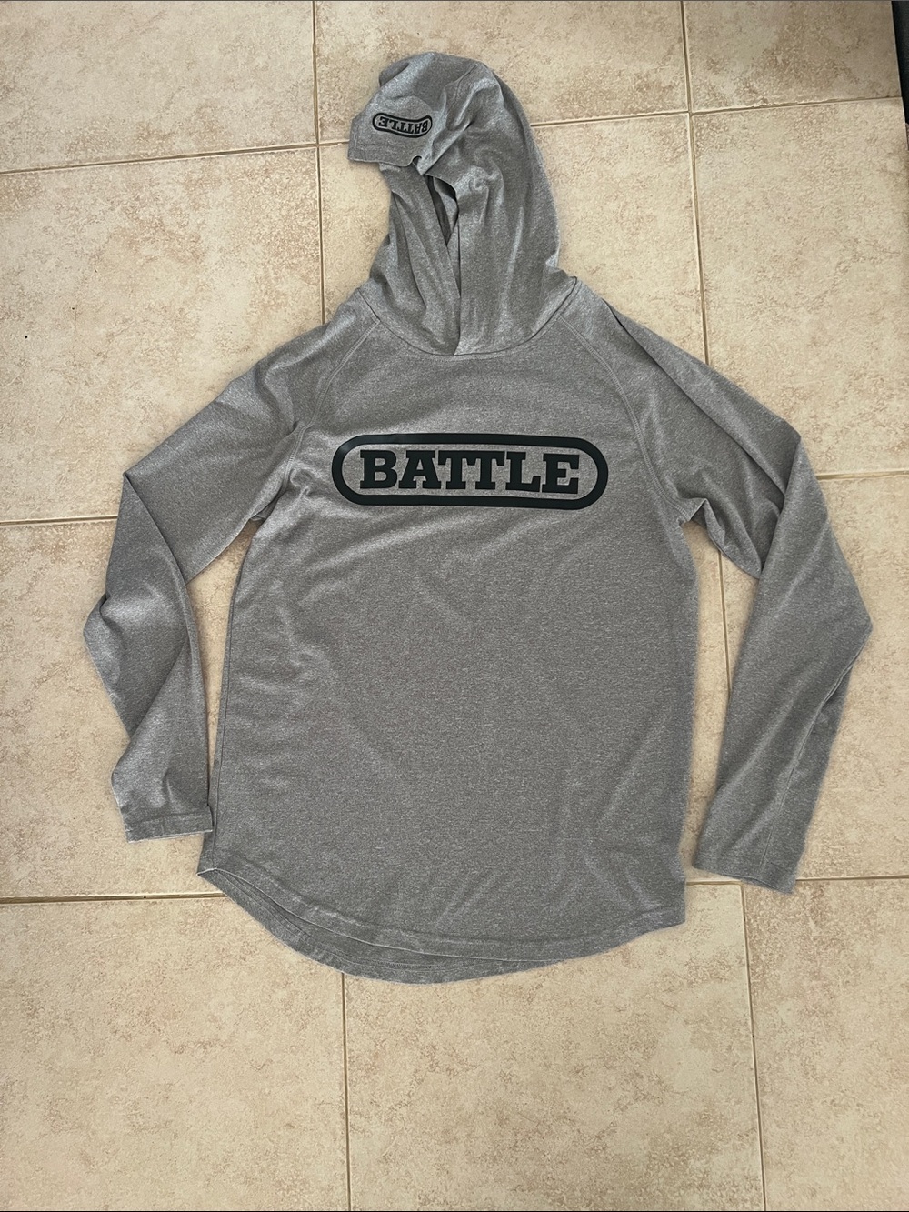 Battle Long-Sleeve Hooded Performance Tee - Gray